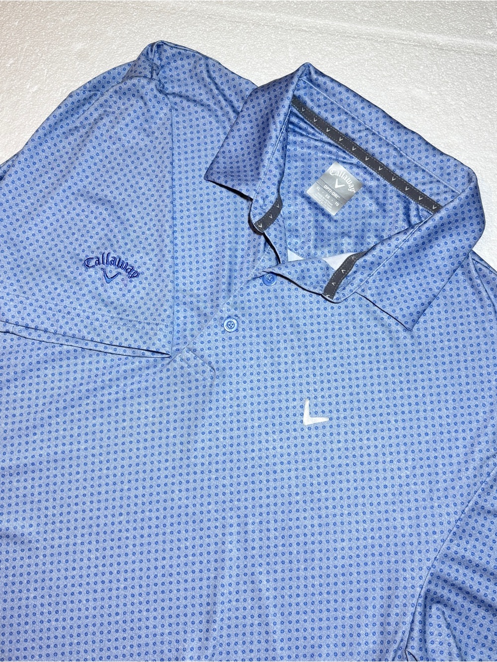 Callaway Men’s Opti Dri Blue Micro-Pattern Performance Polo XL